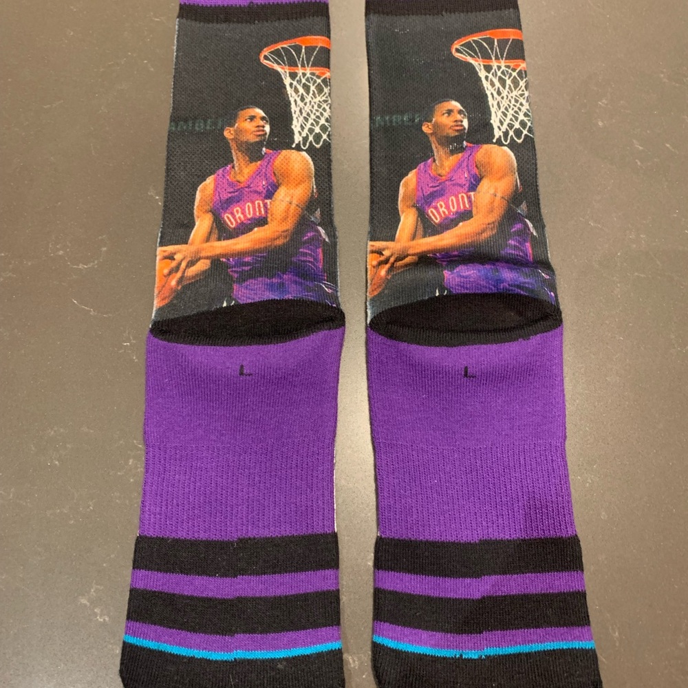 NWOT Stance Tracy McGrady Purple Basketball Graphic Raptors Socks